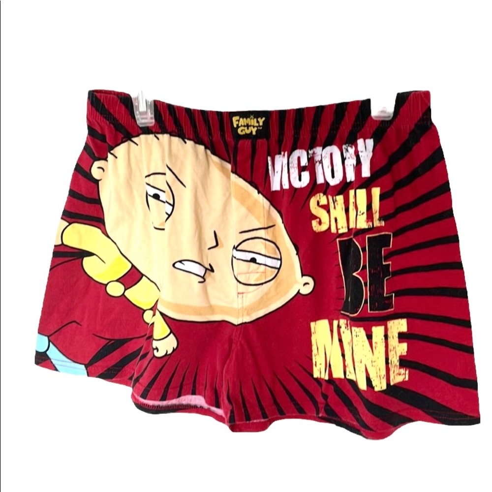 Donated.., Family Guy Red Black Cotton Victory Shall Be Mine Man’s Boxers Short - Picture 1 of 10